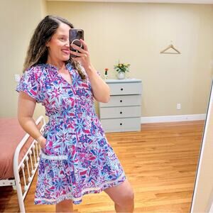 Tuckernuck Chufy Northern Lights Blue Pink Cotton Mini Dress XS